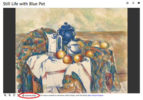 Download link on an open content image offered by the Getty