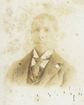 This 100-year-old photograph shows damage from exposure to light.