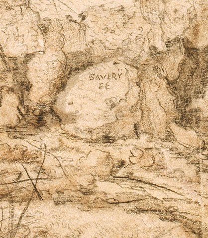 Landscape with Waterfall:Signature