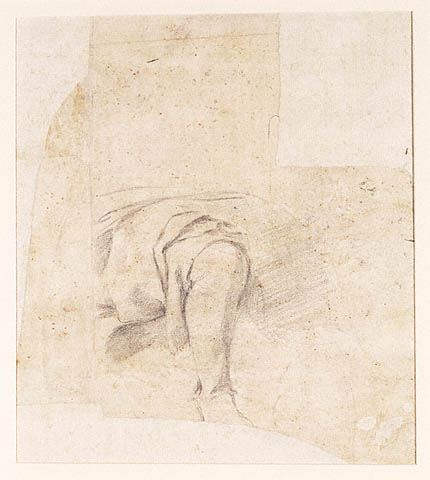 Study of a Man with Various Sketches (recto); Study of a Man's Draped Leg (verso):Verso: Study of Draped Leg