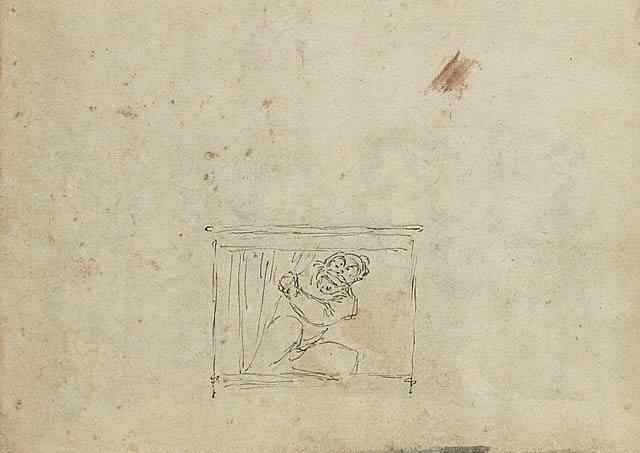 Scene from the Italian Comedy (recto); Figure Study (verso):Verso: Figure Study