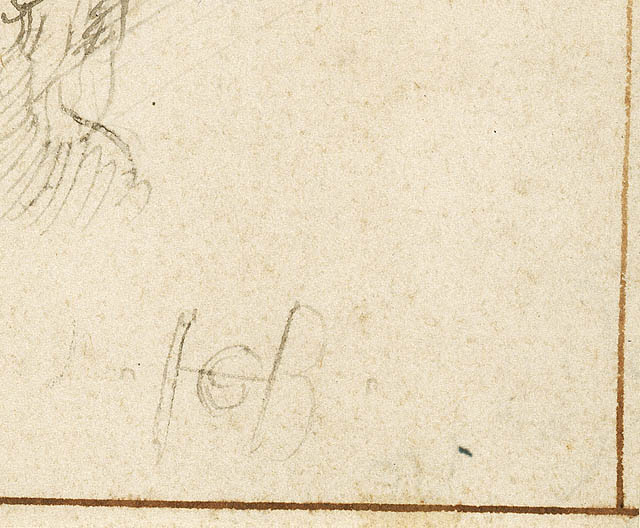Studies of Heads (recto); Studies of a Male Figure (verso):Monogram