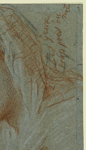 Studies of the Madonna and Child and of Heads (recto); Madonna and Child with Saint John Seated in a Landscape (verso):Inscription