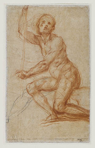 Study of a Nude Boy, Partial Figure Study (recto); Study of a Seated Man (verso):Verso: Study of a Seated Man