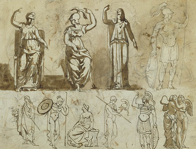 Classical Nudes (recto); Classical Statuary (verso):Verso: Classical Statuary