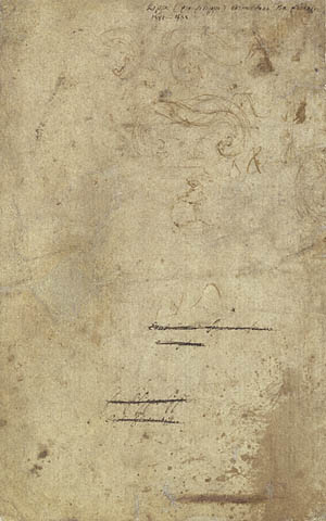 Female Figure with a Tibia, and Ornamental Studies (recto); Ornamental Studies (verso):Verso: Ornamental Studies
