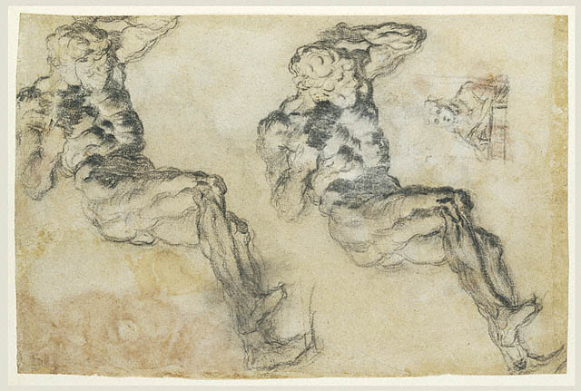 Studies of a Statuette of Atlas and a Figure Praying:Verso: Studies of Statuette