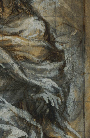 Christ on the Cross with the Virgin Mary, Mary Magdalene, and Saint John:Detail of St. John's left arm