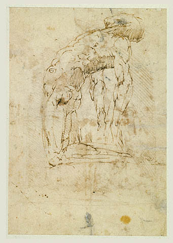 Saint Jerome (recto); Kneeling Male Nude (verso):Verso: Kneeling Male Nude