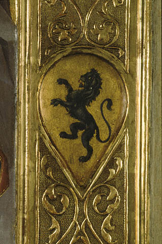 Polyptych with Coronation of the Virgin and Saints:Gianfigliazzi coat of arms