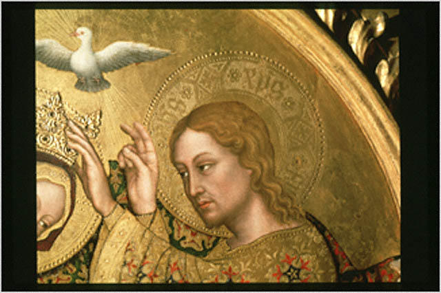 Coronation of the Virgin:Halo inscription