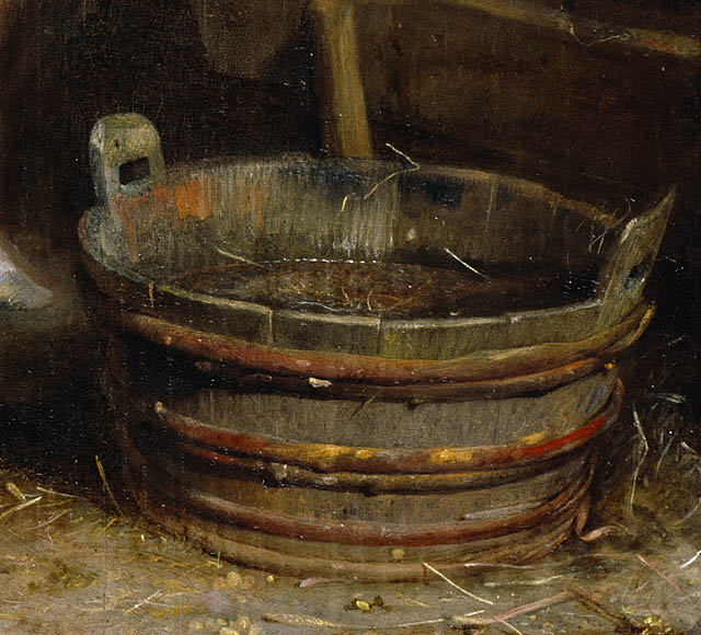 A Maid Milking a Cow in a Barn:Illegible signature
