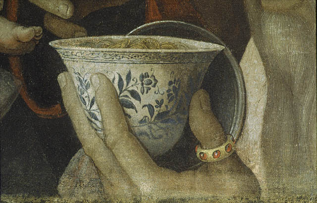Adoration of the Magi:Coins in cup