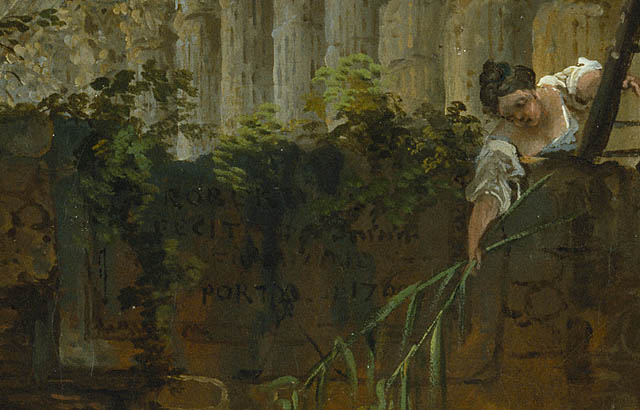 A Hermit Praying in the Ruins of a Roman Temple:Signature