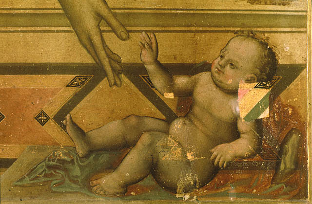 Madonna, Saint Thomas Aquinas, and Saint Paul:Pre-conservation image