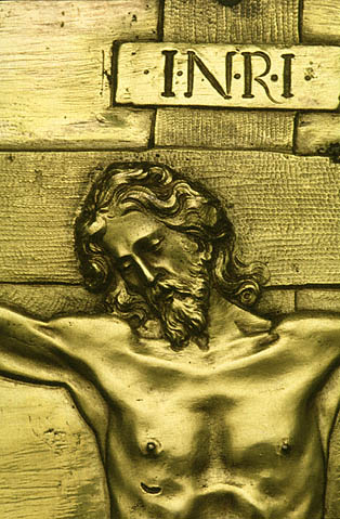 Tabernacle Door with the Crucifixion:Jesus' chest with outlines