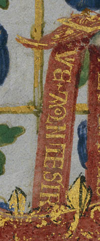 Female Heraldic Figure Holding Escutcheon:Vie a mon desir