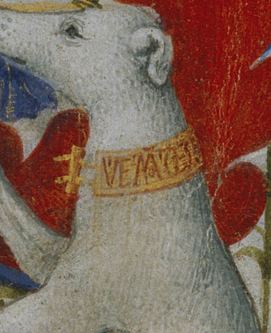 Coat of Arms Held by a Woman and a Greyhound:Dog's collar
