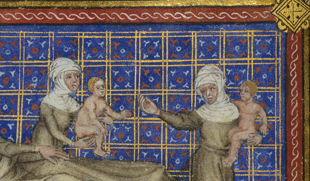 The Birth of Esau and Jacob:Midwife's face and hands