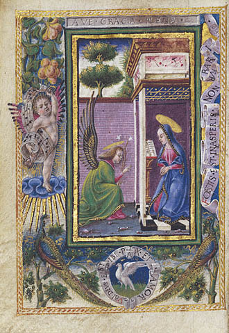 Taddeo Crivelli, Annunciation, Gualenghi-D'Este Hours, fol. 3v