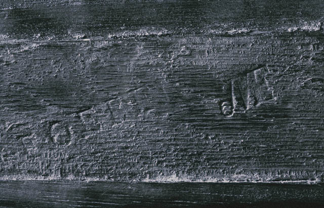 Mechanical Reading, Writing, and Toilet Table:Maker's stamp