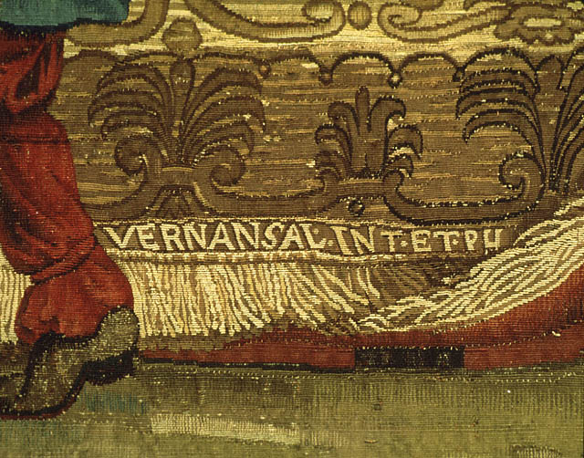 Tapestry: The Collation from The Story of the Emperor of China Series:Woven signature