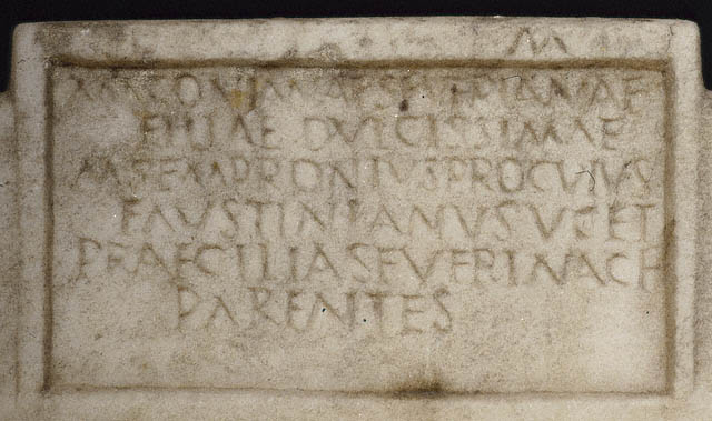 Sarcophagus with Scenes of Bacchus:Inscription on lid