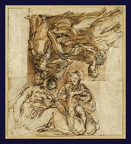 Two Studies for a Holy Family:Upside down: another study