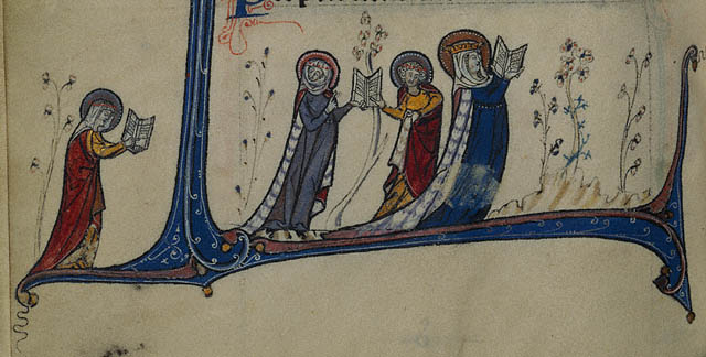 Initial E: David Playing the Harp:Women with haloes