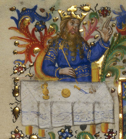 Saint Christopher Carrying the Christ Child:Top left border scene