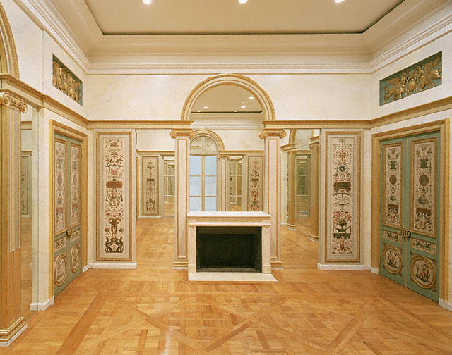 Paneled Room:Wall with fireplace
