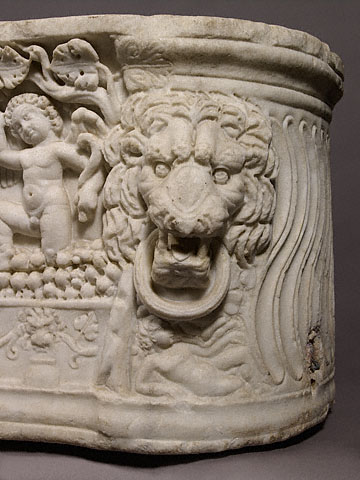 Sarcophagus representing a Dionysiac Vintage Festival:Lion's Head on Right