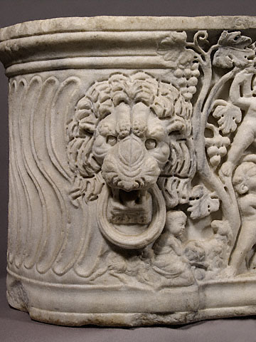 Sarcophagus representing a Dionysiac Vintage Festival:Lion's Head on Left