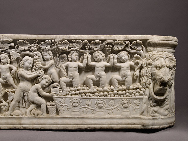 Sarcophagus representing a Dionysiac Vintage Festival:Stomping Grapes
