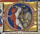 Initial E: two swordbearers