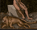 Inscription and slain lion