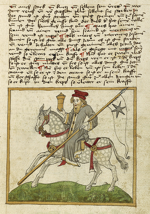 The Planet Mercury as a Doctor on Horseback, from Descriptions of Planets, Zodiacs, and Comets, about 1464, unknown artist. The J. Paul Getty Museum