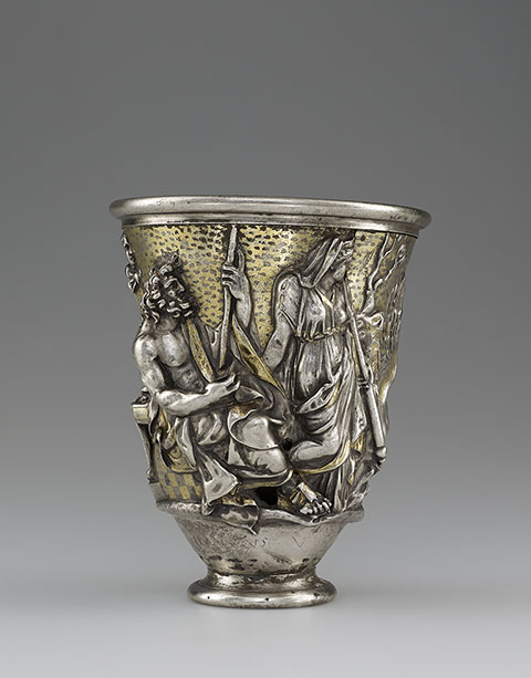 Beaker with Imagery Related to Isthmia and Corinth, Roman, A.D. 1-100; silver and gold