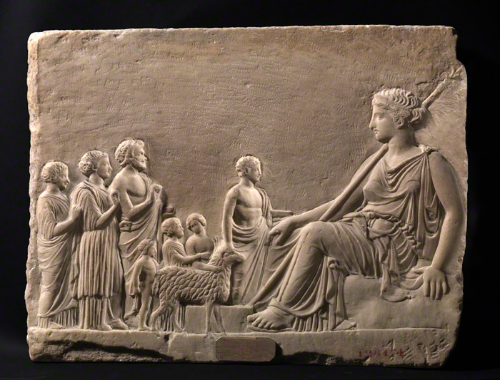 Relief with Aphrodite and Worshippers / Greek