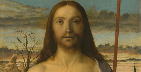 Christ Blessing (detail), about 1500, Giovanni Bellini, tempera and oil on wood panel. Kimbell Art Museum, Fort Worth, Texas
