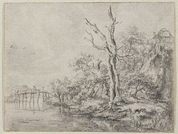 Dead Tree by a Stream at the Foot of a Hill / Ruisdael