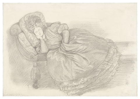 Study of Fanny Cornforth, asleep on a chaise-longue