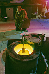 Working with molten bronze