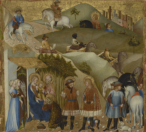 The Adoration of the Magi, 1427, Giovanni di Paolo, tempera and gold leaf on panel. Kröller-Müller Museum, Otterlo, the Netherlands