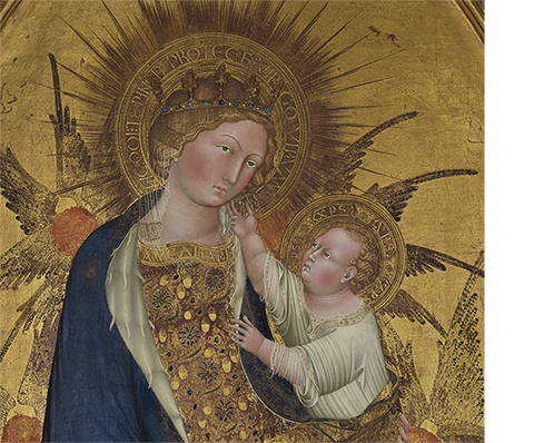 Branchini Madonna (detail), 1427, Giovanni di Paolo, tempera and gold leaf on panel. The Norton Simon Foundation, Pasadena