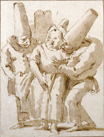 Punchinellos Approaching a Woman / G. B. Tiepolo