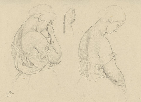 Two Female Figures in Half-Length and a Study of a Hand, 1861, Friedrich Preller; graphite. The J. Paul Getty Museum, Gift of Thomas and Gianna Le Clair