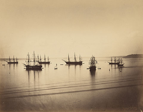 The French Fleet, Cherbourg, 1858, Gustave Le Gray, albumen silver print from a glass negative. The J. Paul Getty Museum