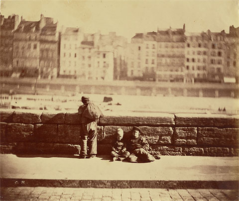Chimney Sweeps Resting, 1851, Charles Nègre, salted paper print from a paper negative. The J. Paul Getty Museum
