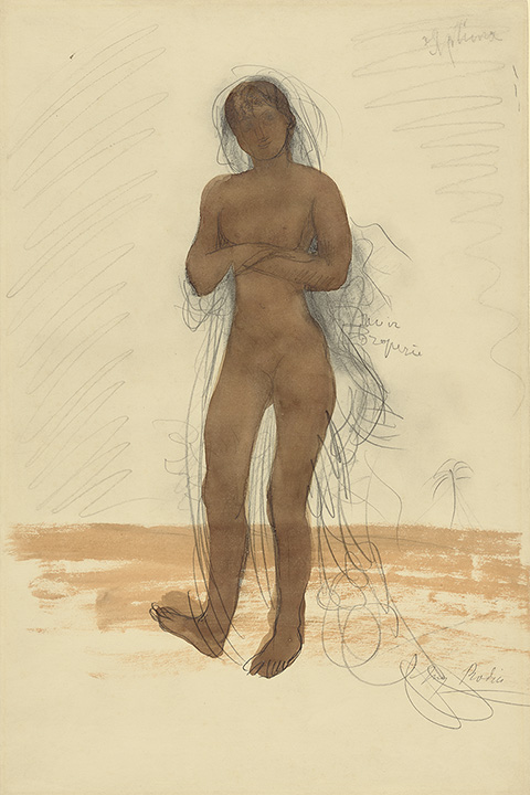 Sphinx, about 1898-1900, Auguste Rodin; graphite and brown wash. The J. Paul Getty Museum